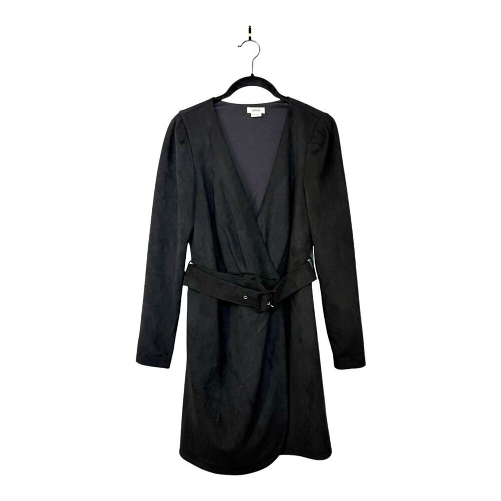 NWT Jason Wu Suede Wrap Belted Dress in Black Size S